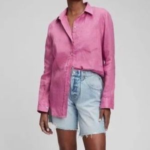 100% Linen Boyfriend Shirt Size Large